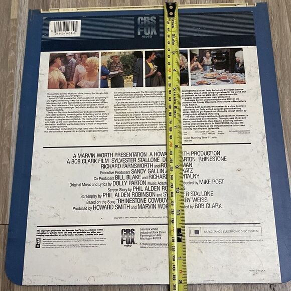 Rhinestone CED Laser Disk Dolly Parton  Sylvester Stallone 80s Not Tested RARE - Picture 5 of 7